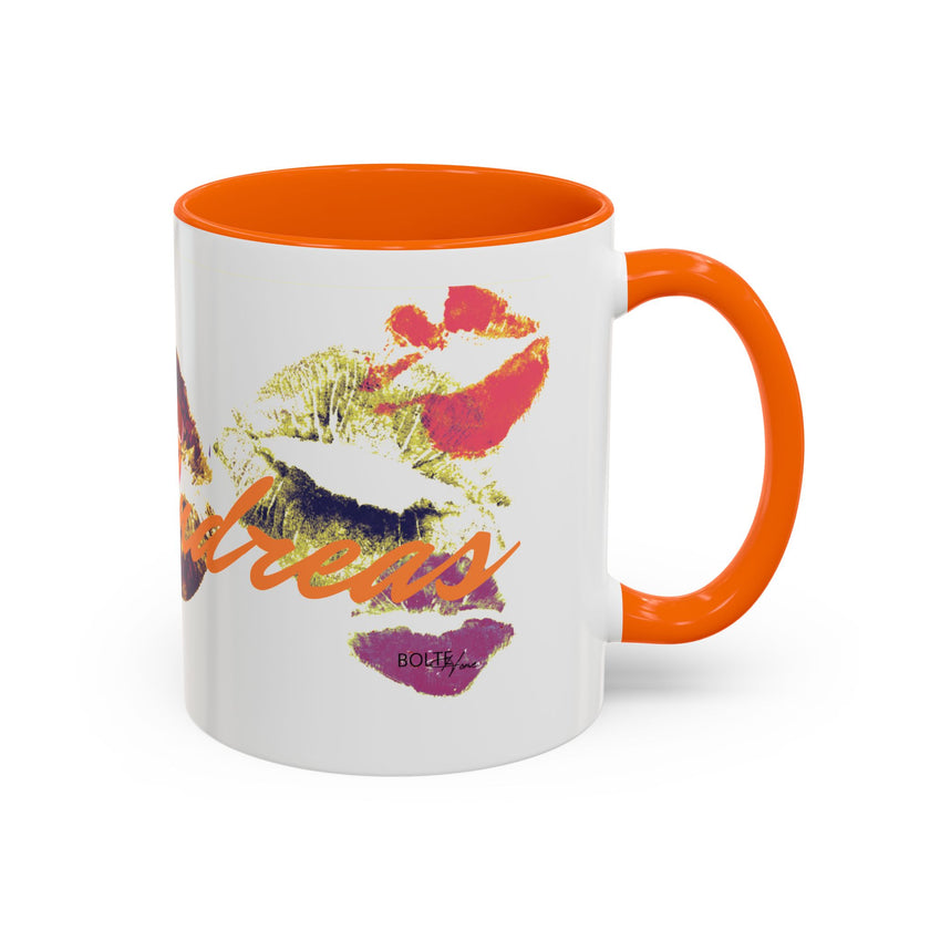 Kiss Print Accent Coffee Mug — Personalized 'A Thousand Kisses' Pop-Art Lip Design (11oz)