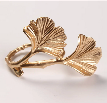 Ginkgo leaf napkin ring set