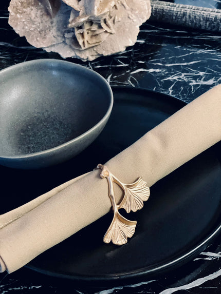 Ginkgo leaf napkin ring set