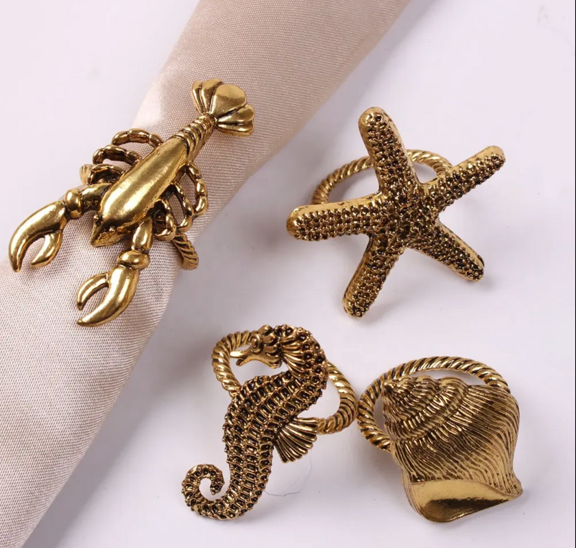 Nautical Sealife Napkin Ring Set