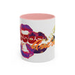 Enjoy your morning brew in the Kiss Print Accent Coffee Mug — an 11oz white ceramic mug with a pink interior, featuring a vibrant pop-art lip design and 