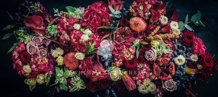 mongolian fleece blanket with floral print and fruits, BOLTE Home Textiles Collection