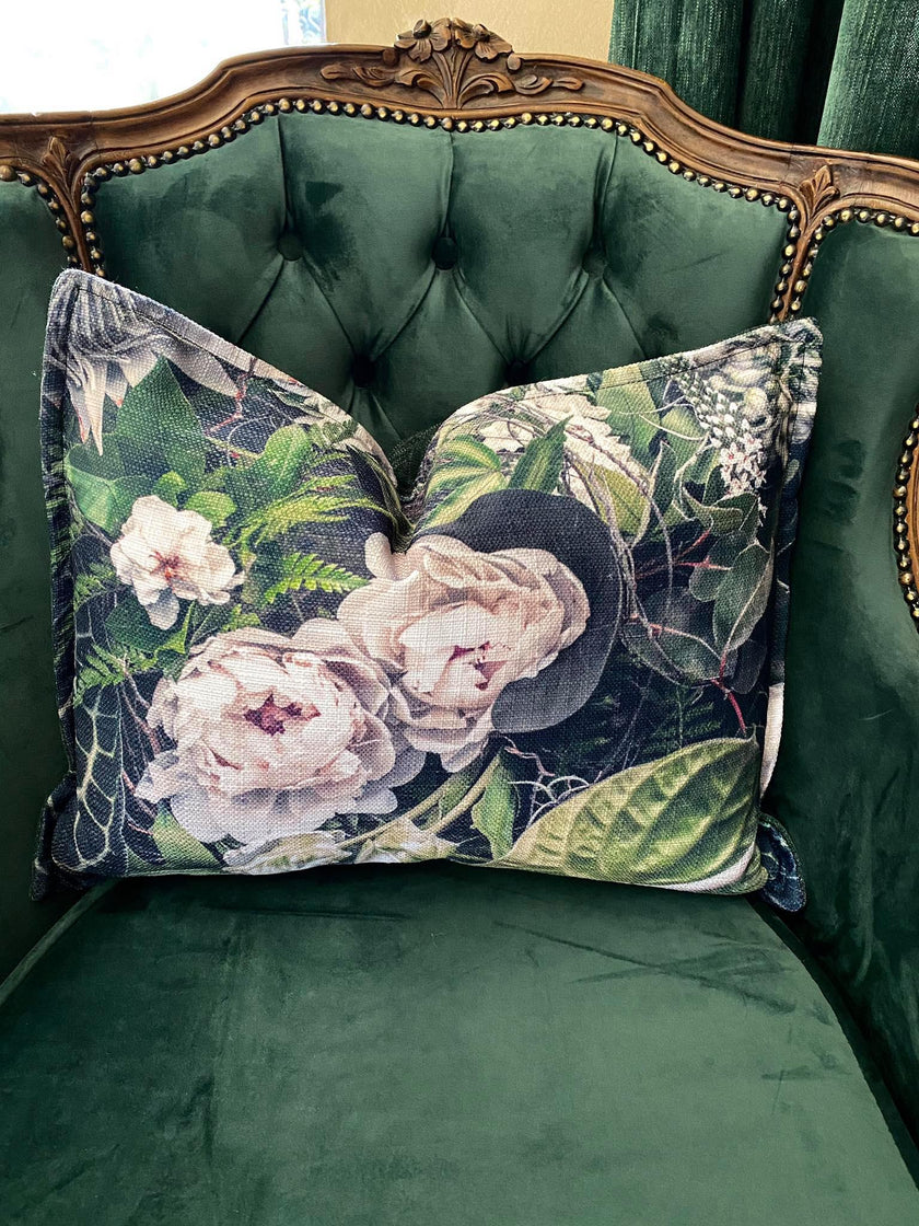 Square Scatter pillow with floral print and fruits, BOLTE Home Textiles Collection