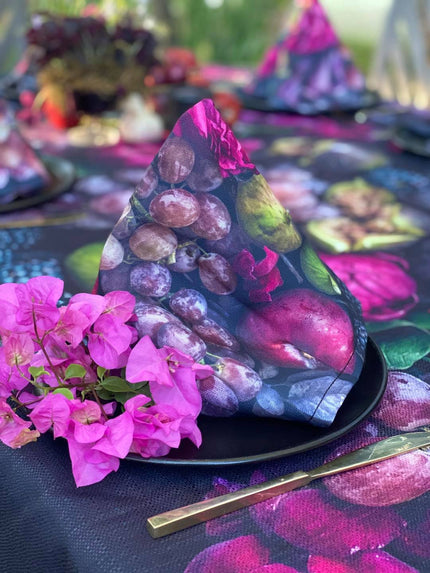 Bespoke Napkins with floral print and fruits, BOLTE Home Textiles Collection