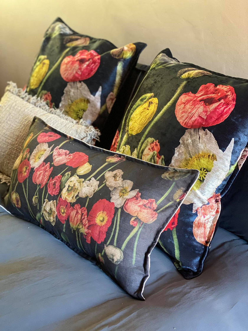 Rectangular Scatter Pillow with floral print and fruits, BOLTE Home Textiles Collection