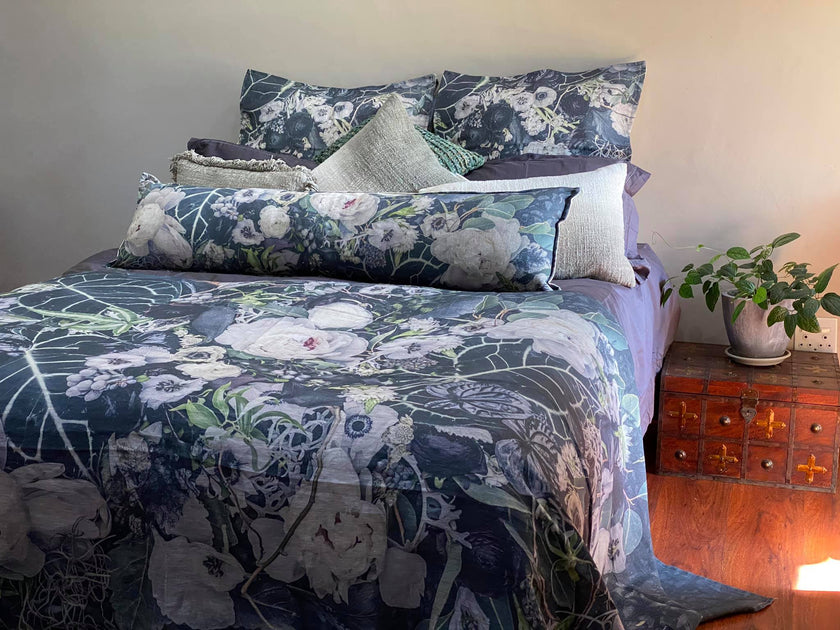mongolian fleece blanket with floral print and fruits, BOLTE Home Textiles Collection