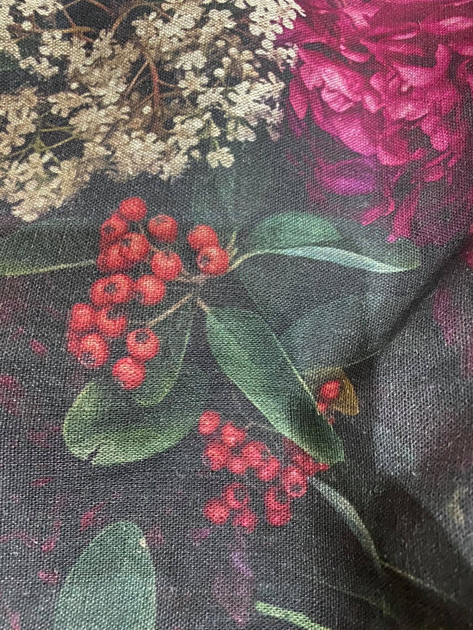 Square Scatter pillow with floral print and fruits, BOLTE Home Textiles Collection
