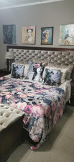 mongolian fleece blanket with floral print and fruits, BOLTE Home Textiles Collection