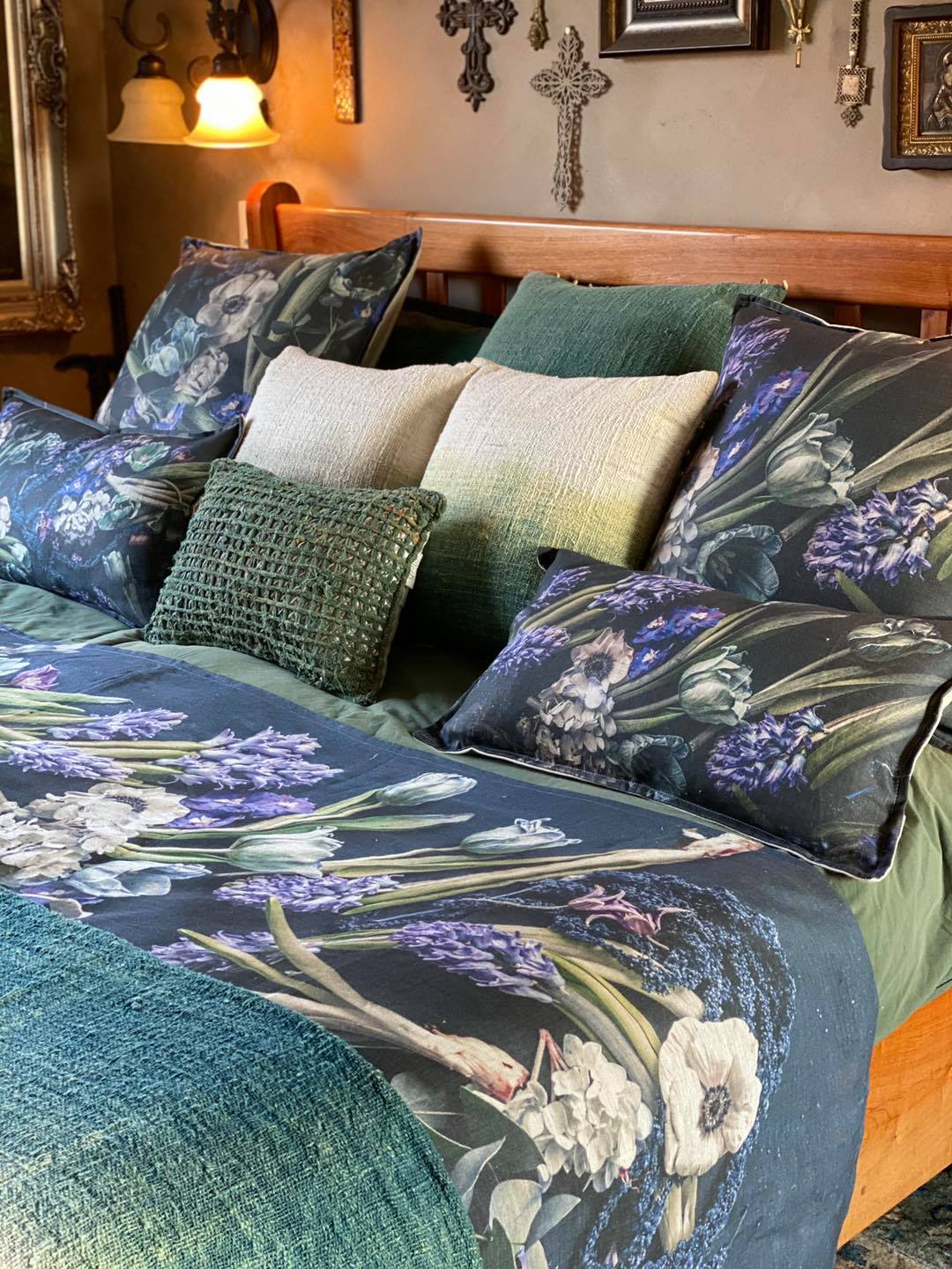 Square Scatter pillow with floral print and fruits, BOLTE Home Textiles Collection
