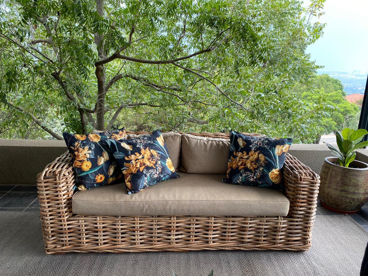 Square Scatter pillow with floral print and fruits, BOLTE Home Textiles Collection