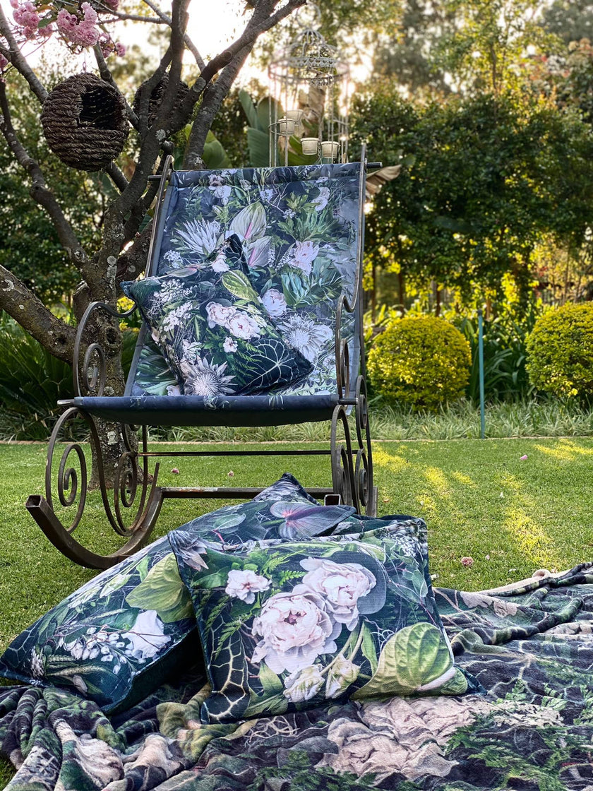 Square Scatter pillow with floral print and fruits, BOLTE Home Textiles Collection