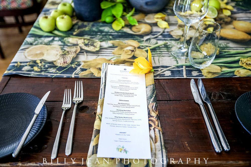 Table Runner (70 cm x 150 cm) with bespoke flower and fruit print, BOLTE Home Textiles Collection