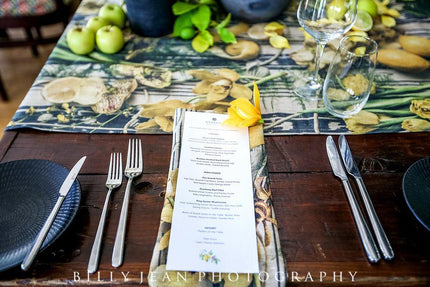 Table Runner (70 cm x 250 cm) with bespoke flower and fruit print, BOLTE Home Textiles Collection