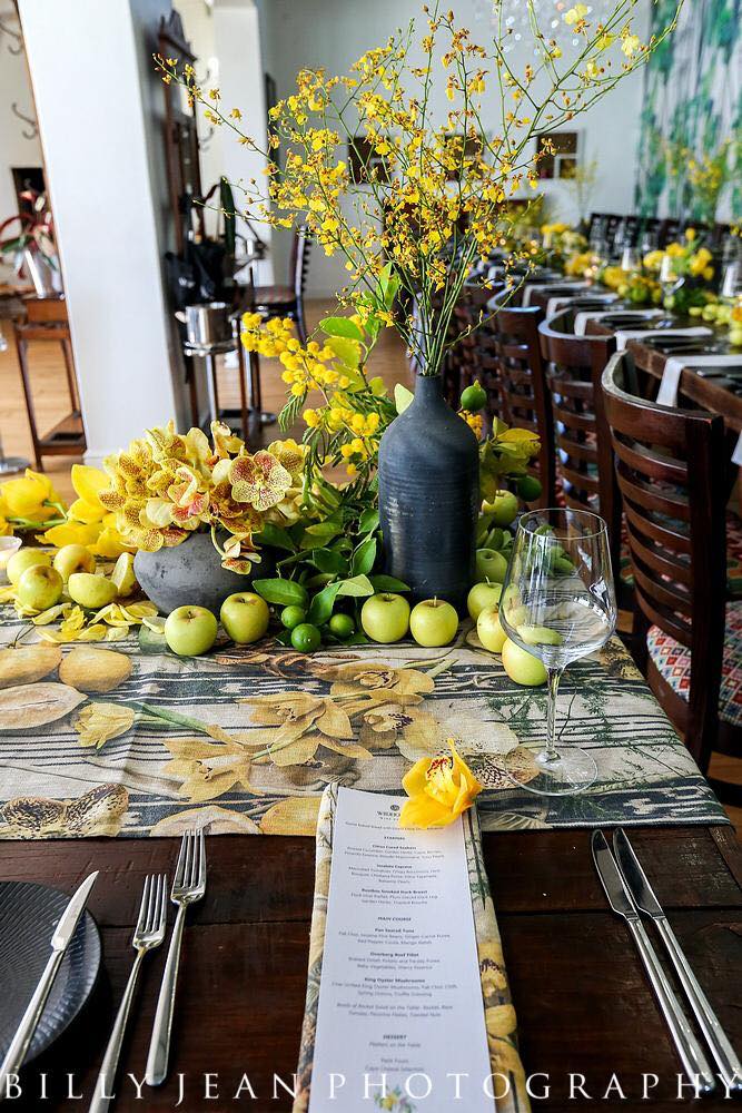 Table Runner (70 cm x 300 cm) with bespoke flower and fruit print, BOLTE Home Textiles Collection