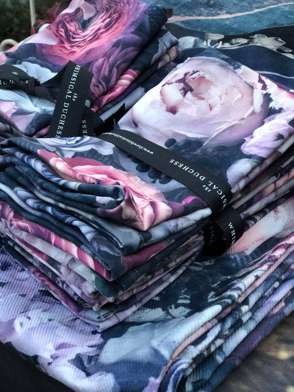 Bespoke Napkins with floral print and fruits, BOLTE Home Textiles Collection