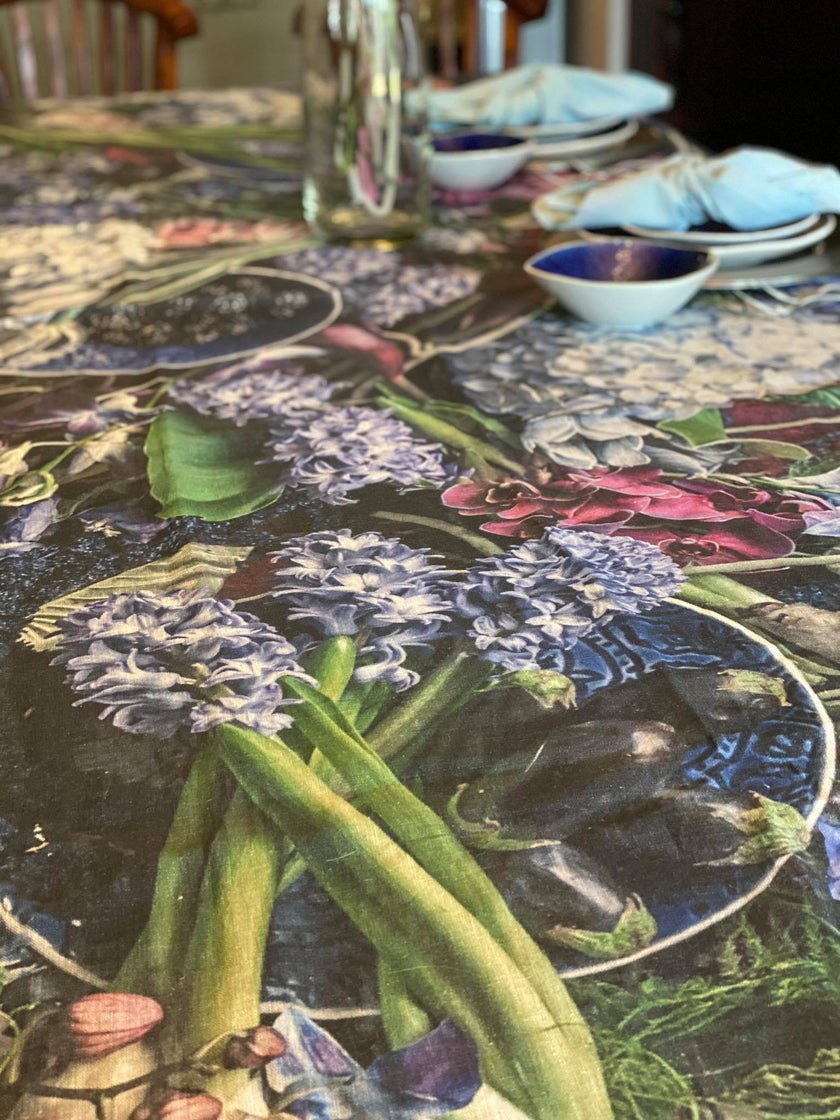 Table Cloth (150 cm x 150 cm) with bespoke flower and fruit print, BOLTE Home Textiles Collection