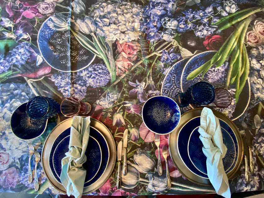 Table Cloth (150 cm x 150 cm) with bespoke flower and fruit print, BOLTE Home Textiles Collection