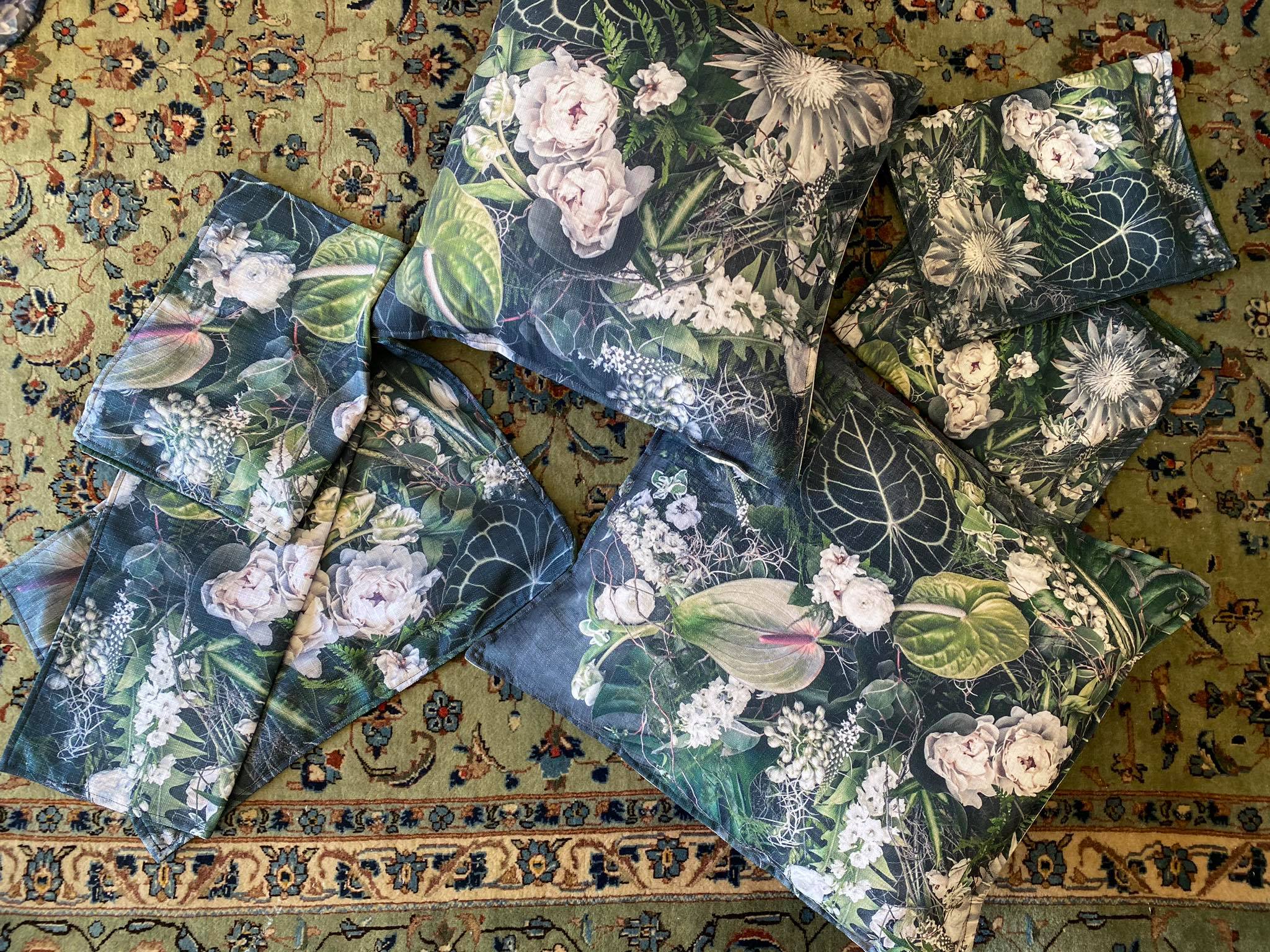 Rectangular Scatter Pillow with floral print and fruits, BOLTE Home Textiles Collection