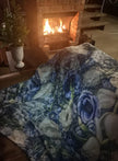 mongolian fleece blanket with floral print and fruits, BOLTE Home Textiles Collection
