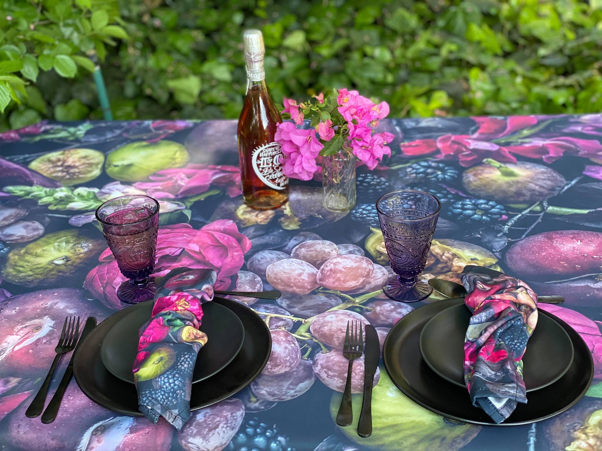 Bespoke Napkins with floral print and fruits, BOLTE Home Textiles Collection