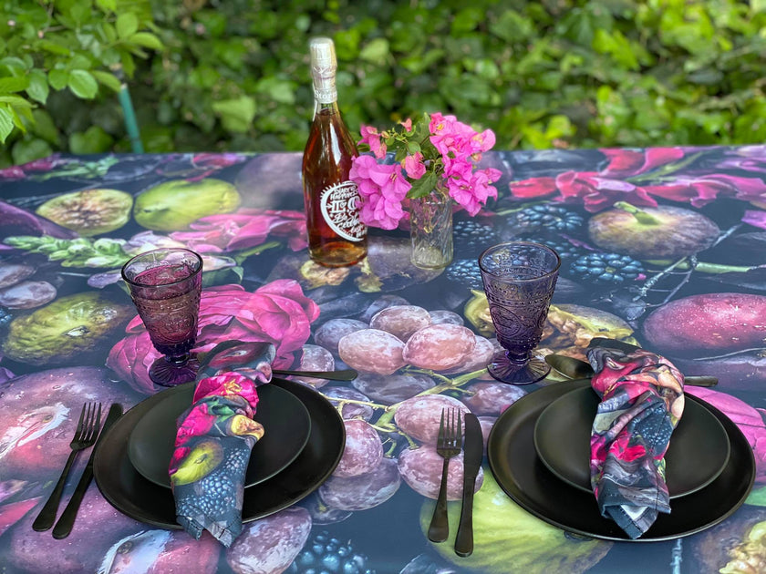 Bespoke Napkins with floral print and fruits, BOLTE Home Textiles Collection