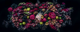 mongolian fleece blanket with floral print and fruits, BOLTE Home Textiles Collection