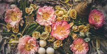 mongolian fleece blanket with floral print and fruits, BOLTE Home Textiles Collection