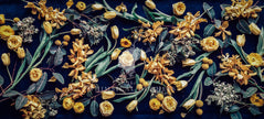 mongolian fleece blanket with floral print and fruits, BOLTE Home Textiles Collection